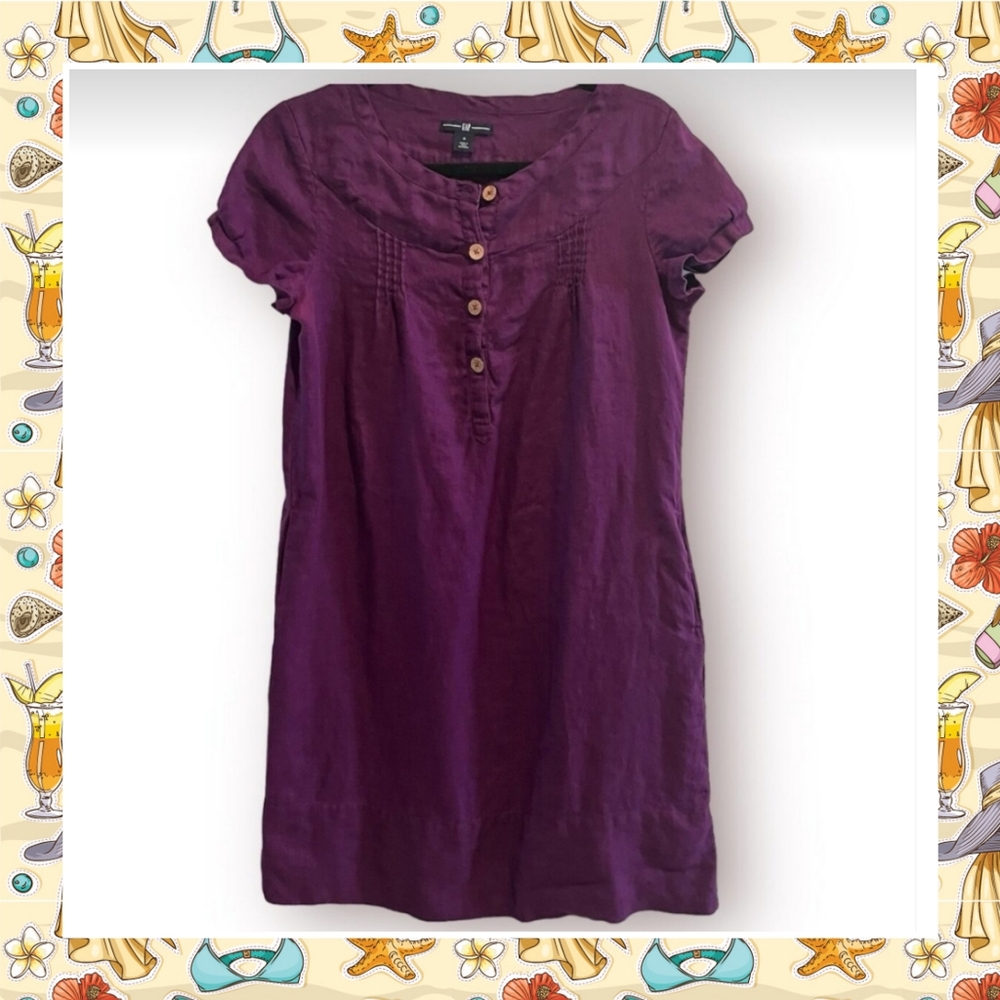 GAP Purple A-line Short Dress with Short Flutter Sleeves